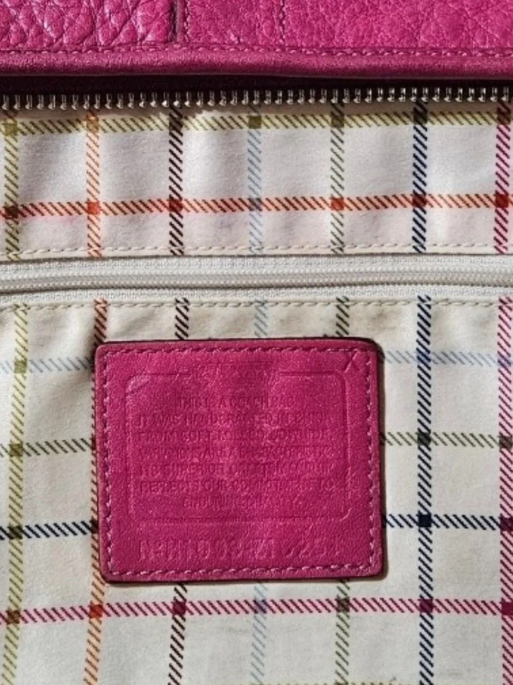 Coach ERGO TATTERSAL Fushia Pebbled Leather Shoulder Bag W/Scarf & Charm - Picture 13 of 14